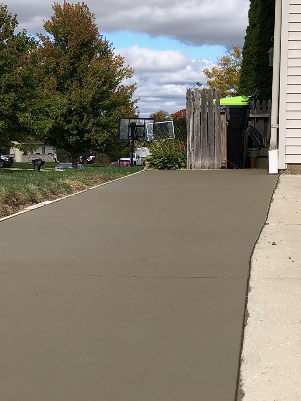 Freshly poured concrete driveway in Jackson, WI
