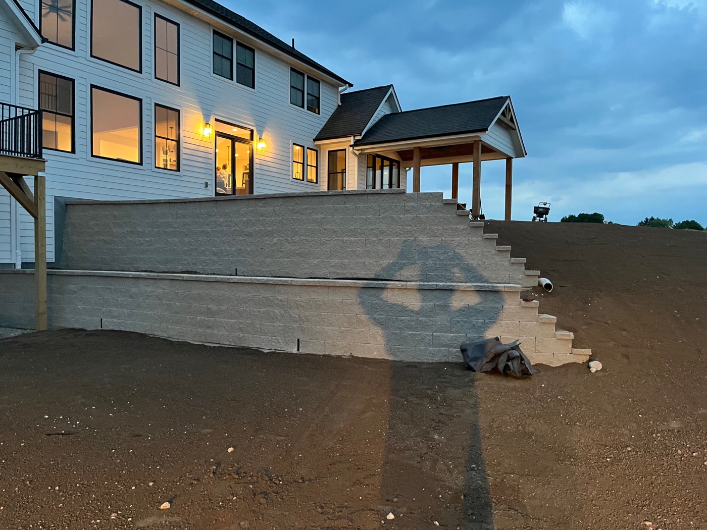 Retaining wall with steps, Washington County, WI