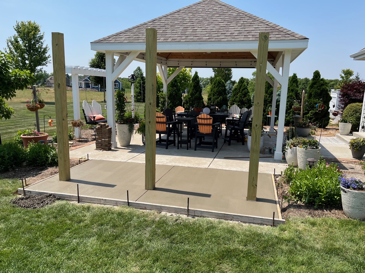 Covered concrete patio installation in Washington County, WI