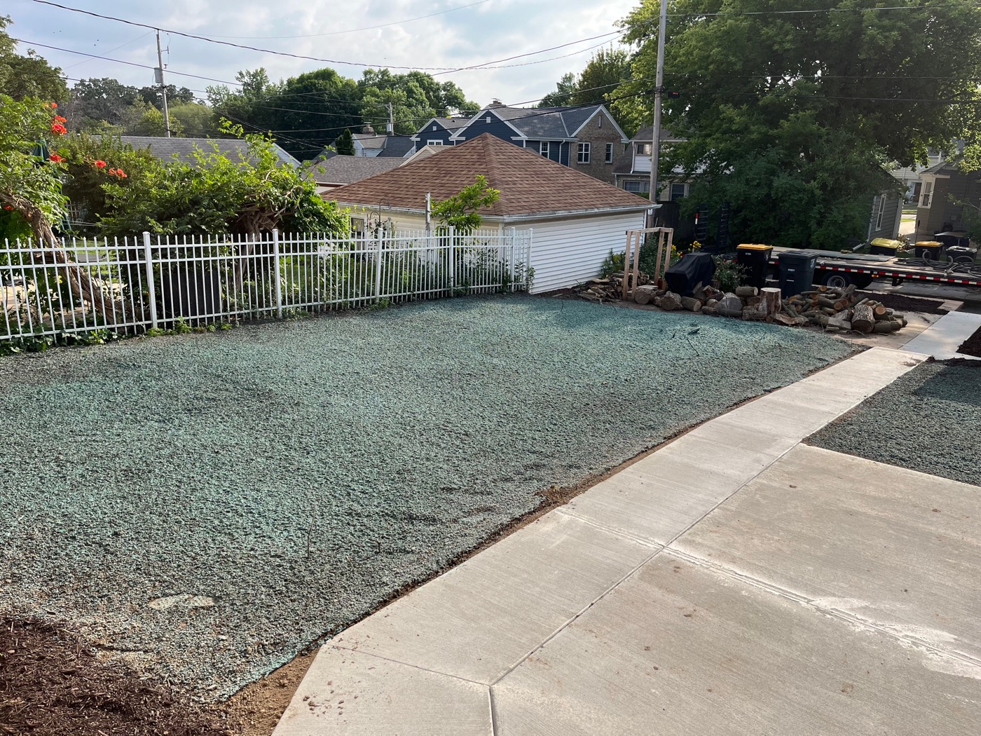 Driveway excavation prep and hydroseeding in Wisconsin