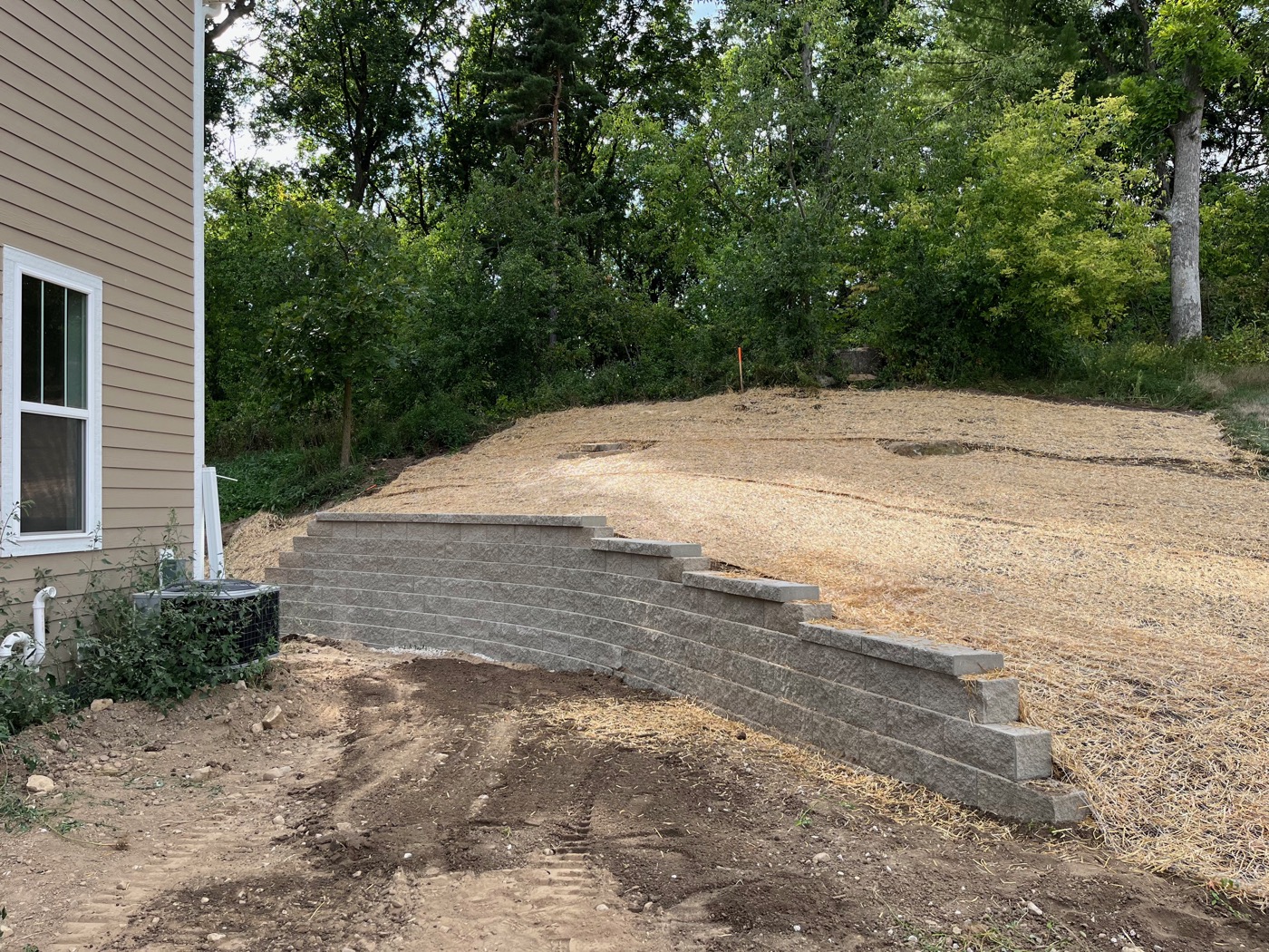 Retaining wall installation in Wisconsin