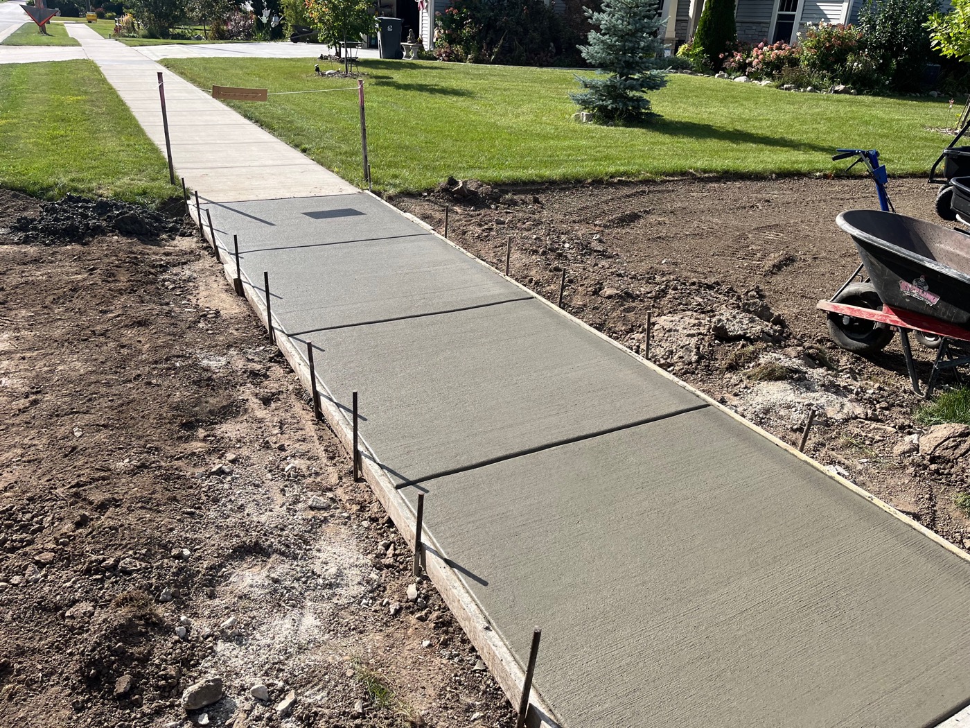 Concrete sidewalk installation, Washington County, WI